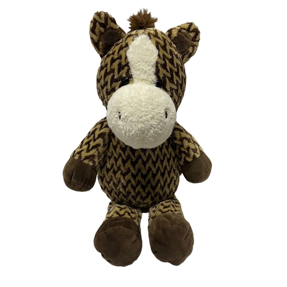 Kellytoy Horse Plush Stuffed Animal Chevron Zig Zag Pattern Brown Tan 15"